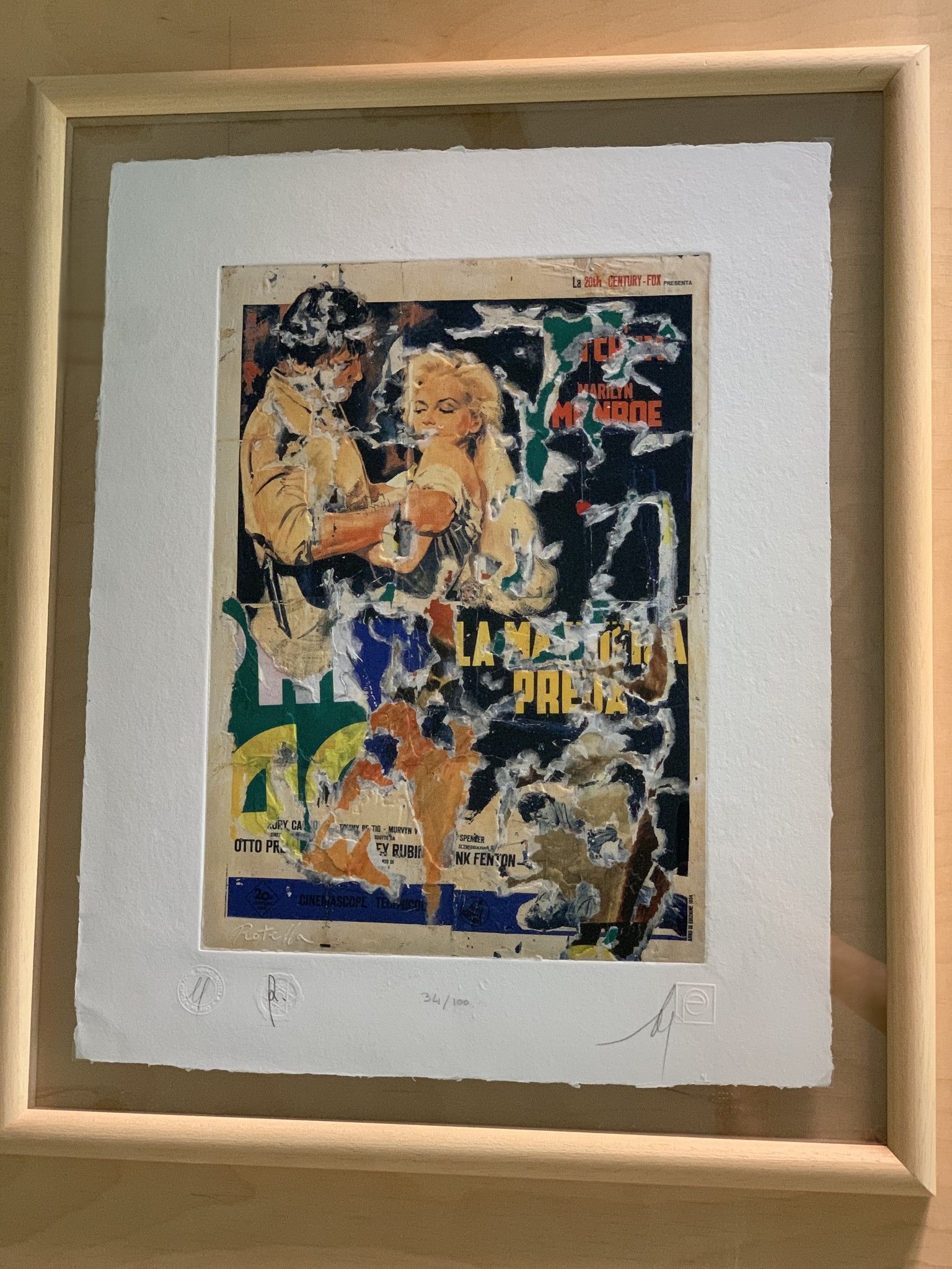 SERIGRAFIA MIMMO ROTELLA " LA PREDA "  dimensioni L 52 x H 62 cm.