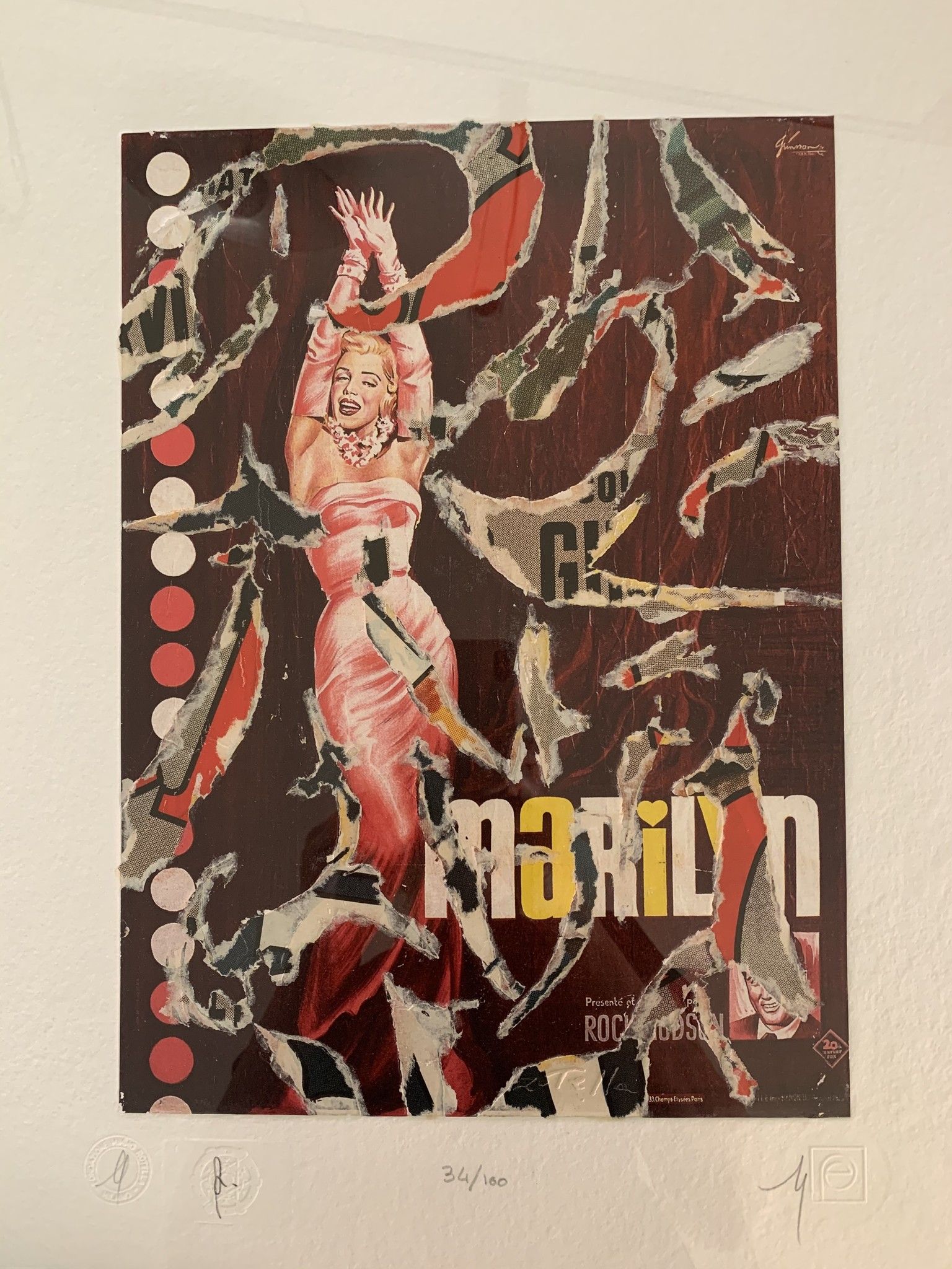 SERIGRAFIA MIMMO ROTELLA ' MARILYN ROCK '  dimensioni L 52 x H 62 cm.