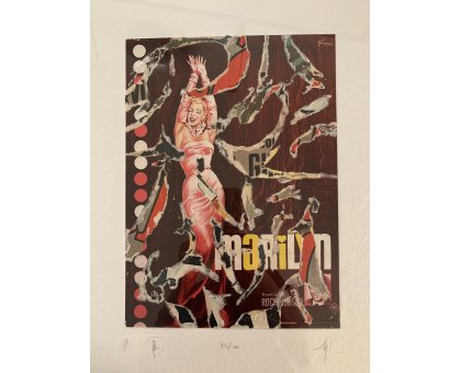 SERIGRAFIA MIMMO ROTELLA ' MARILYN ROCK ' dimensioni L 52 x H 62 cm.