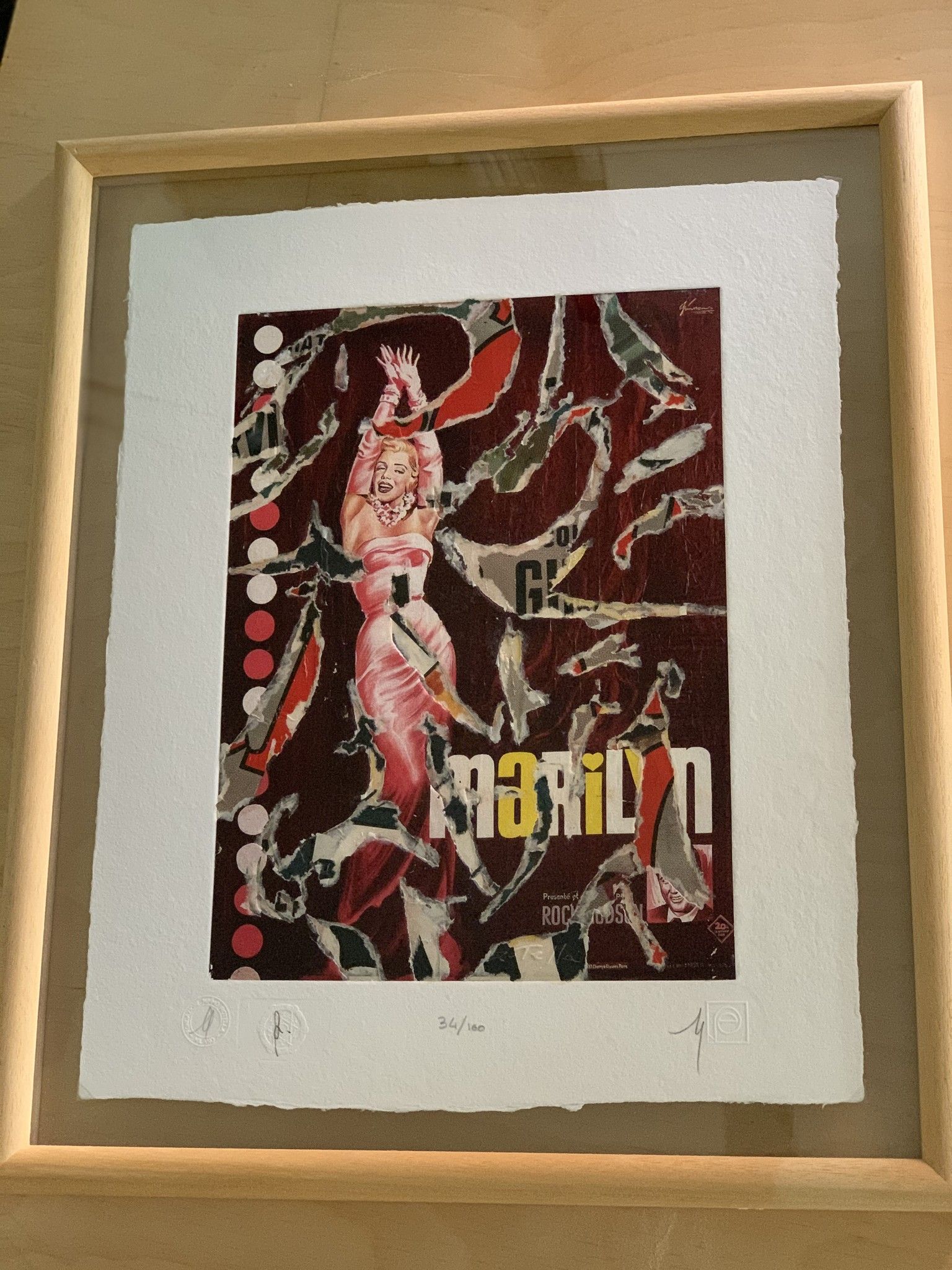 SERIGRAFIA MIMMO ROTELLA ' MARILYN ROCK '  dimensioni L 52 x H 62 cm.