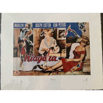 SERIGRAFIA MIMMO ROTELLA ' NIAGARA ' dimensioni L 52 x H 62 cm.