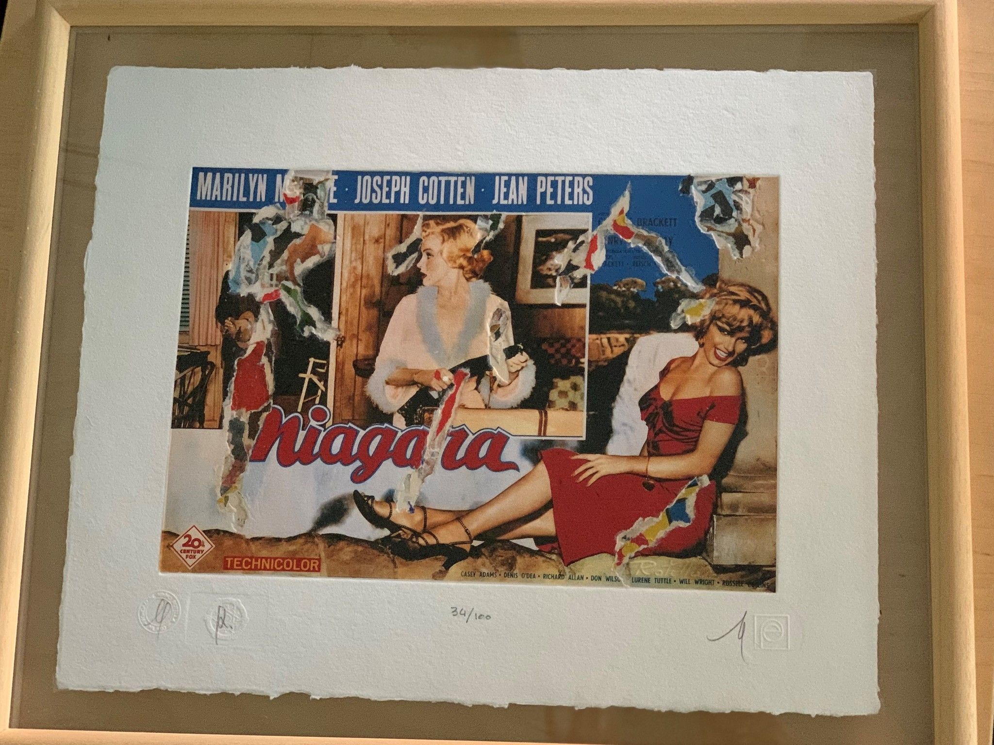 SERIGRAFIA MIMMO ROTELLA ' NIAGARA '  dimensioni L 52  x H 62 cm.