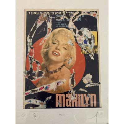 SERIGRAFIA MIMMO ROTELLA ' UNA DELLE DONNE PIU BELLE ' dimensioni L 52 x H 62 cm.
