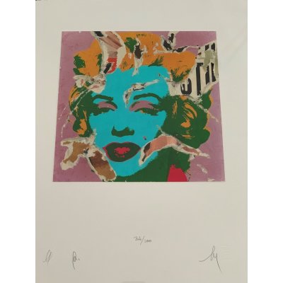 SERIGRAFIA MIMMO ROTELLA ' MARILYN ' dimensioni L 52 x H 62 cm.