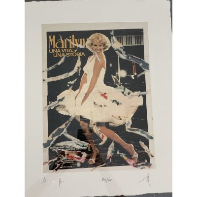 SERIGRAFIA MIMMO ROTELLA ' UNA VITA UNA STORIA 2 dimensioni L 52 x H 62 cm.