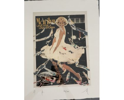 SERIGRAFIA MIMMO ROTELLA ' UNA VITA UNA STORIA 2 dimensioni L 52 x H 62 cm.