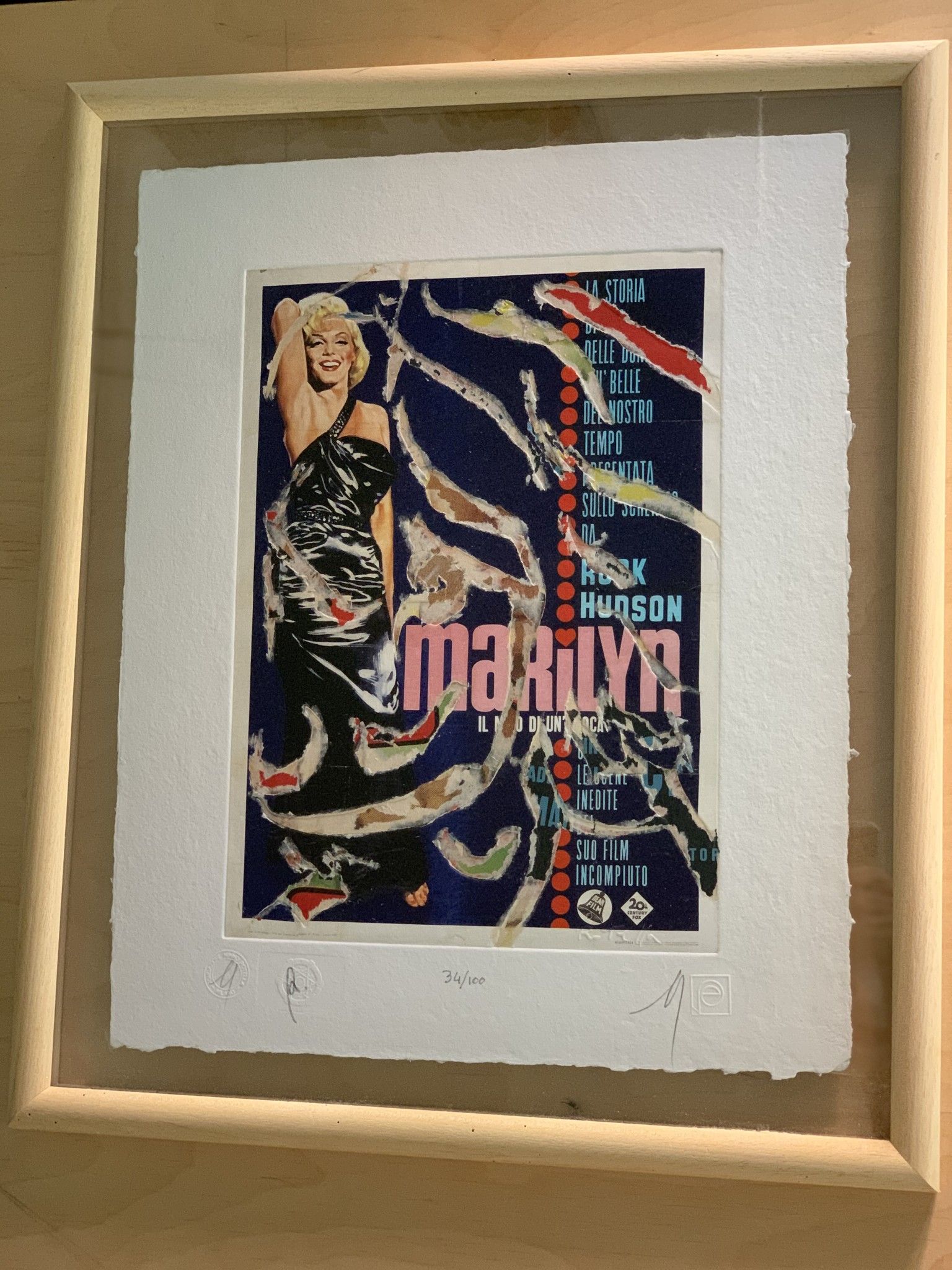 SERIGRAFIA MIMMO ROTELLA ' IL MITO '  dimensioni L 52 x H 62 cm.