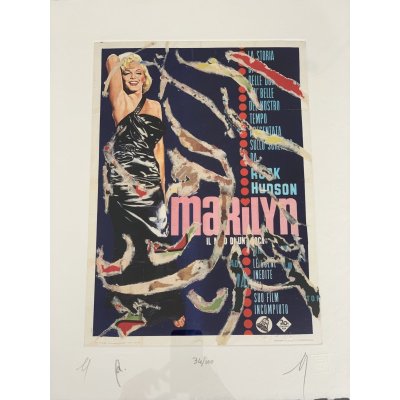 SERIGRAFIA MIMMO ROTELLA ' IL MITO ' dimensioni L 52 x H 62 cm.