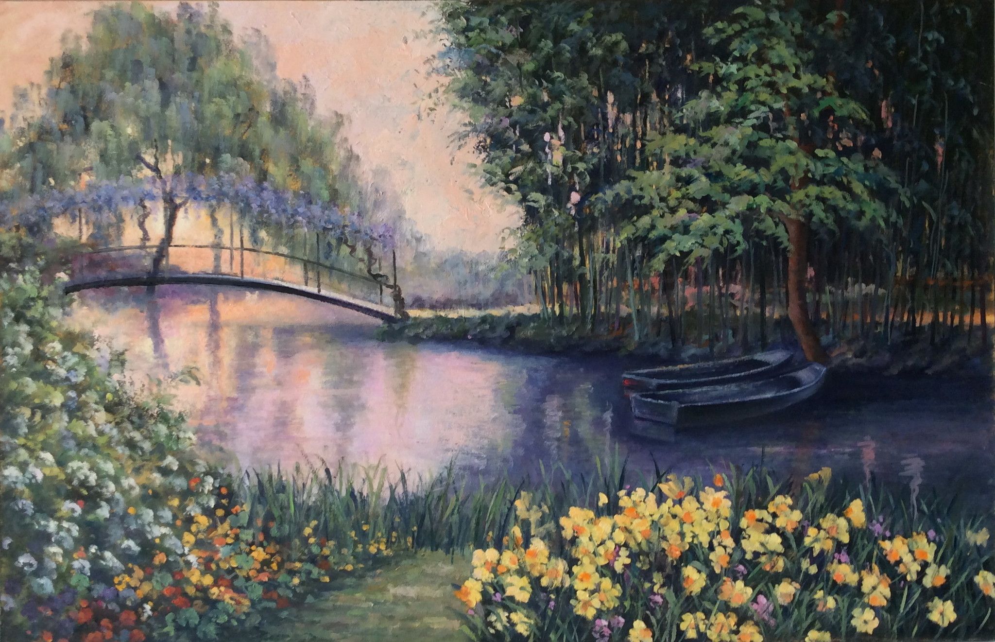 OLIO SU CARTONE BRUNA BONELLI ' COLORI IN ARMONIA '  dimensioni L 95 x H 62 cm.