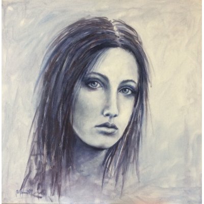 OLIO SU TELA BRUNA BONELLI ' FERMEZZA ' dimensioni L 60 x H 60 cm.