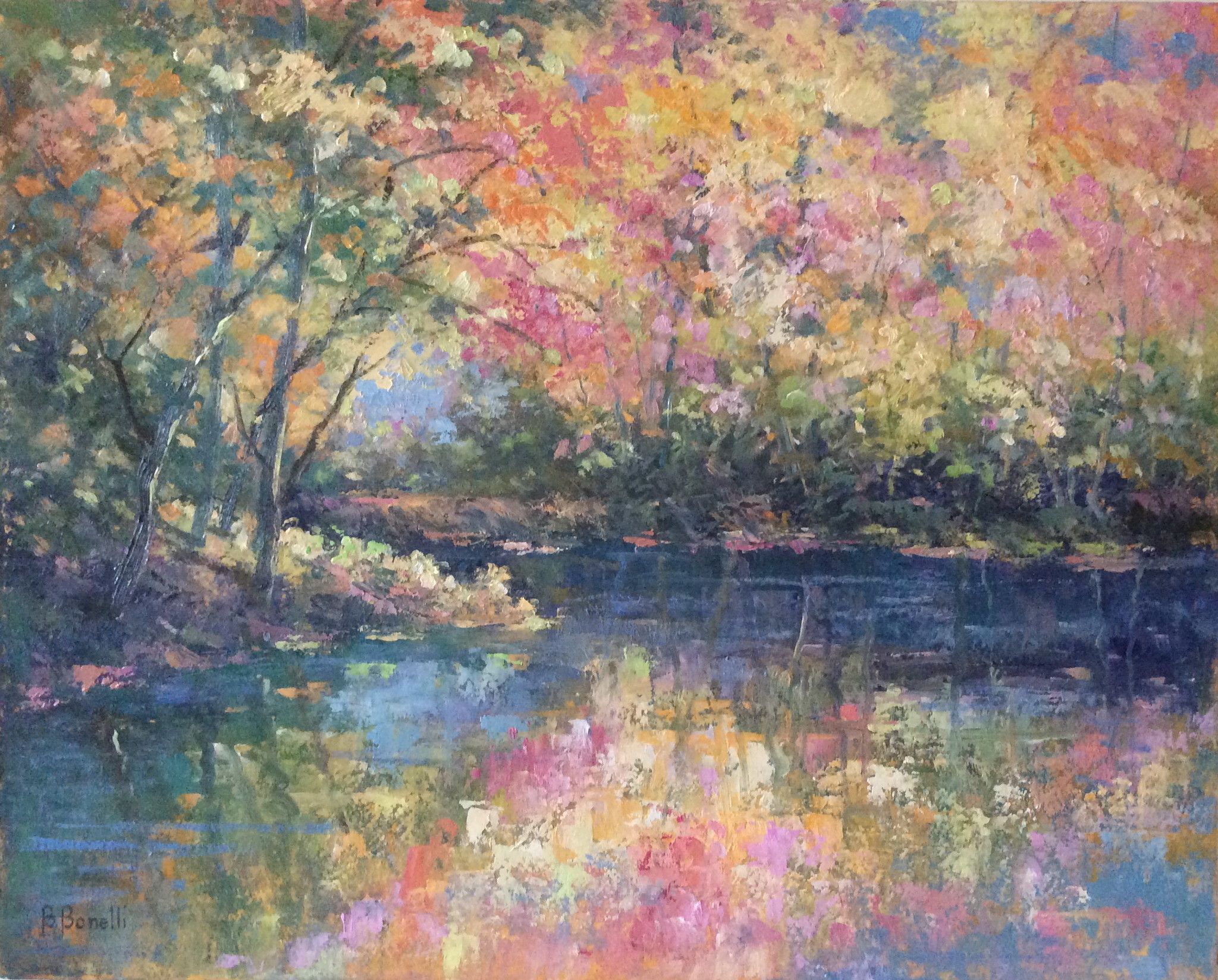 OIL ON CARDBOARD  BRUNA BONELLI " IMPRESSIONI "  size  L 50 x H 40 cm.