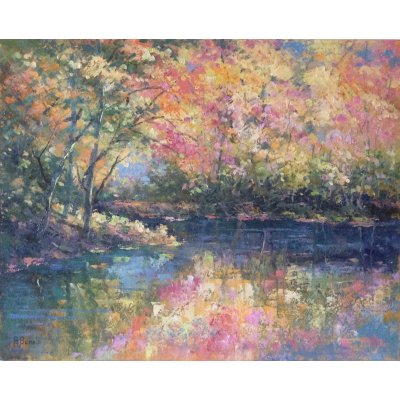 OLIO SU CARTONE BRUNA BONELLI ' IMPRESSIONI ' dimensioni L 50 x H 40 cm.