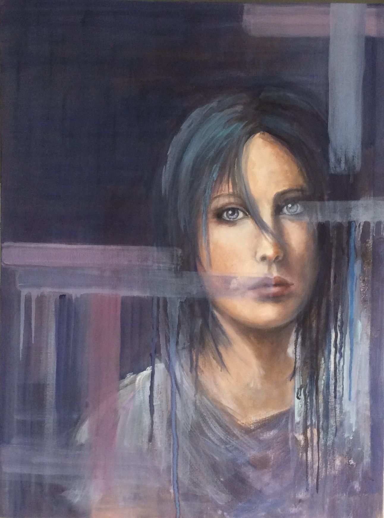 OLIO SU TELA BRUNA BONELLI ' L'ATTESA '  dimensioni L 60 x H 80 cm.
