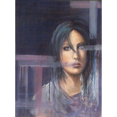 OLIO SU TELA BRUNA BONELLI ' L'ATTESA ' dimensioni L 60 x H 80 cm.