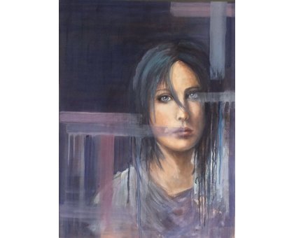 OLIO SU TELA BRUNA BONELLI ' L'ATTESA ' dimensioni L 60 x H 80 cm.