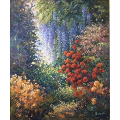 OLIO SU CARTONE BRUNA BONELLI ' MAGIE DELLA NATURA ' dimensioni L 50 x H 60 cm.