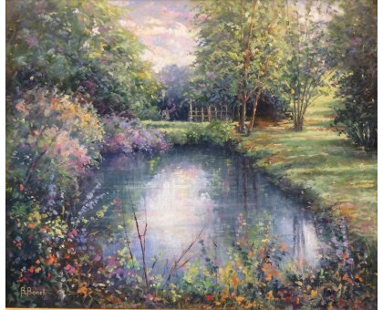 OLIO SU CARTONE BRUNA BONELLI ' RIFLESSI DI LUCE ' dimensioni L 60 x H 50 cm.