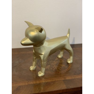 SCULTURA PET LOVERS "GOLD TOMMY" dimensioni L 37,3 x H 29,5 x W 14,8 cm.