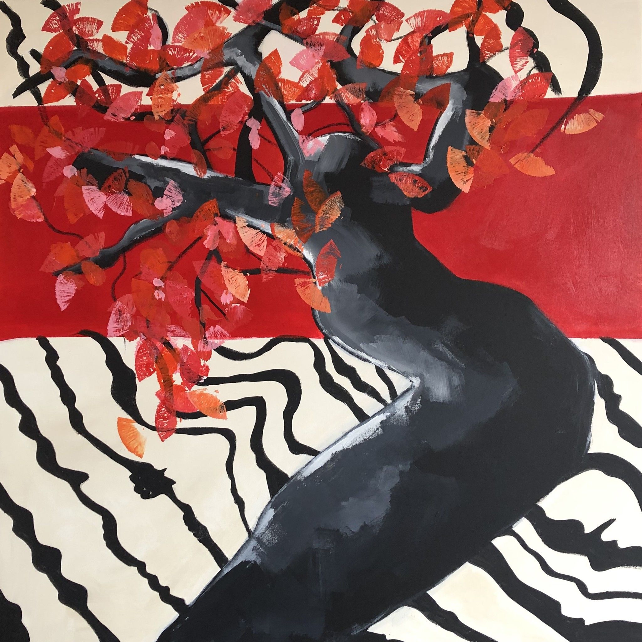 MIXED MEDIA BIANCA BEGHIN ' VIRTUOSISMO '  dimensioni L 80 x H 80 cm.