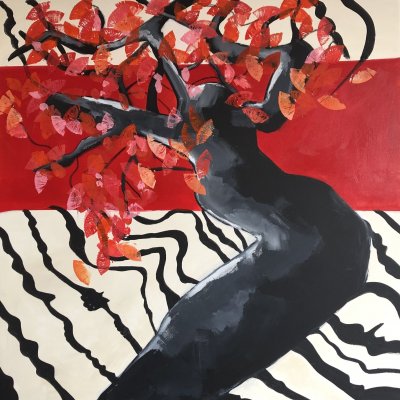 MIXED MEDIA BIANCA BEGHIN ' VIRTUOSISMO ' dimensioni L 80 x H 80 cm.