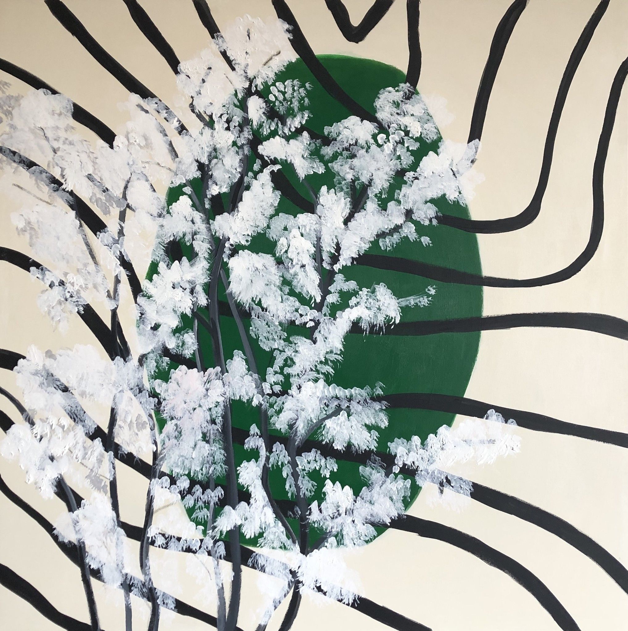 MIXED MEDIA BIANCA BEGHIN " STUPORE "  size  L 80 x H 80 cm.
