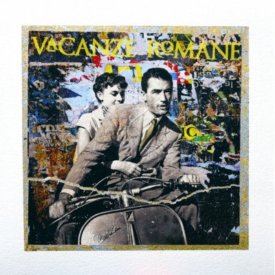 GRAFICA GIULIANO GRITTINI ' VACANZE ROMANE ' dimensioni L 23 x H 23 cm.