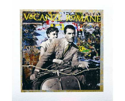 GRAFICA GIULIANO GRITTINI ' VACANZE ROMANE ' dimensioni L 23 x H 23 cm.
