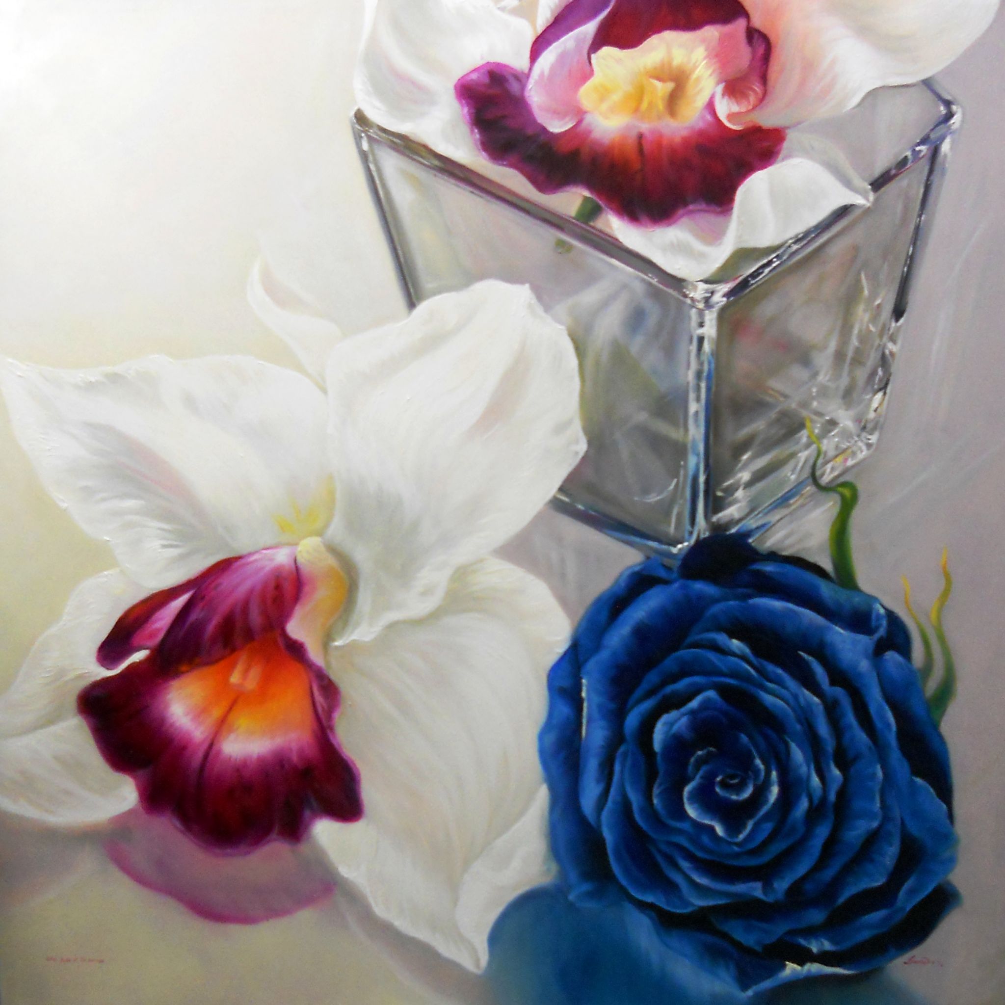 OIL ON CANVAS  IRMA SERVODIO "CHE BELLO IL TUO SORRISO"  size  L 100 x H 100 cm.