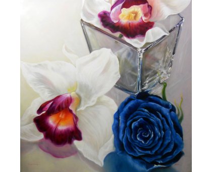 OLIO SU TELA IRMA SERVODIO 'CHE BELLO IL TUO SORRISO' dimensioni L 100 x H 100 cm.