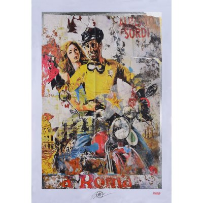 GRAFICA GIULIANO GRITTINI ' ALBERTO SORDI ' dimensioni L 70 x H 100 cm.