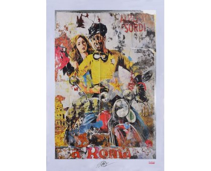GRAFICA GIULIANO GRITTINI ' ALBERTO SORDI ' dimensioni L 70 x H 100 cm.