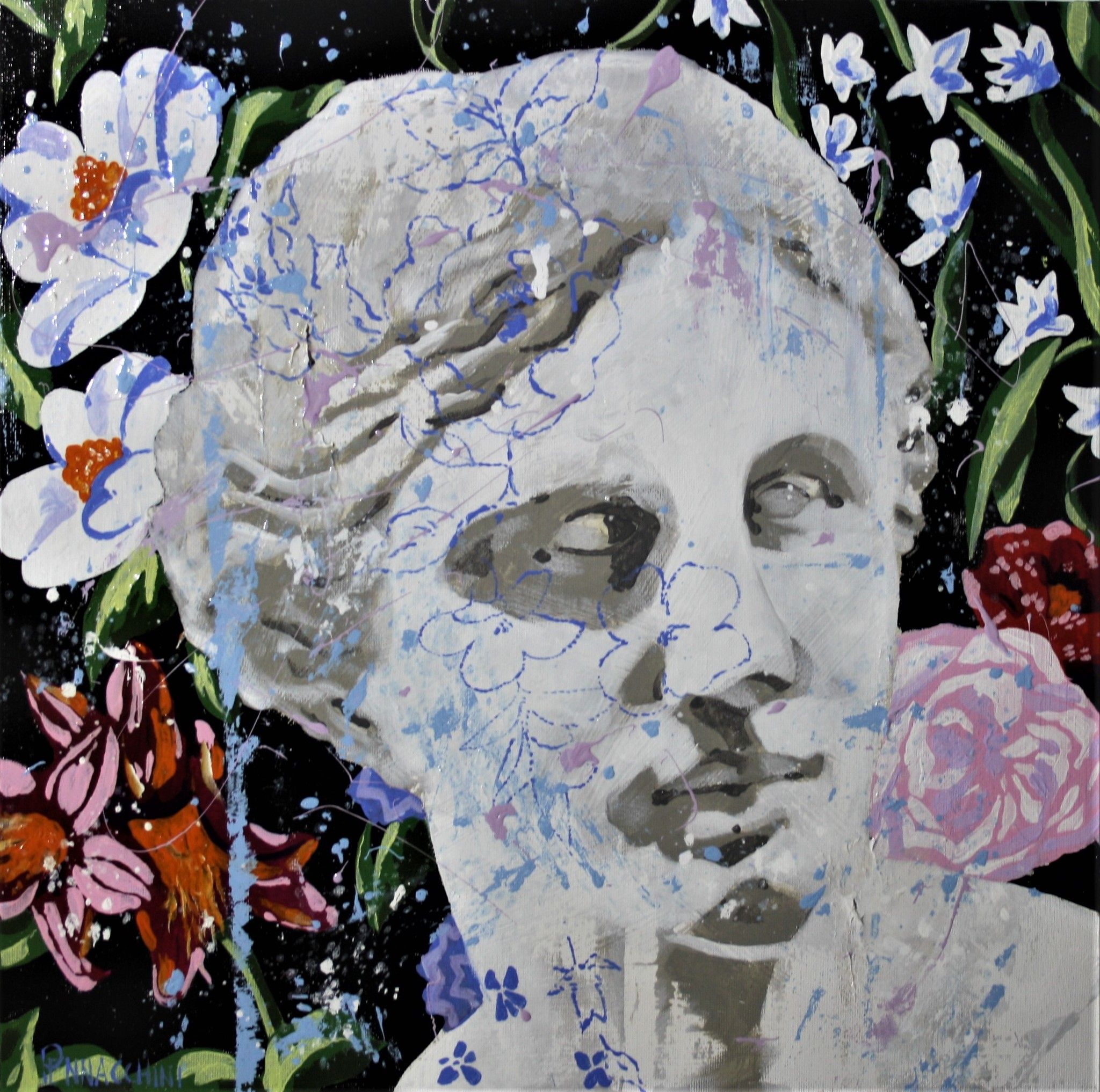 MIXED MEDIA MASSIMO PENNACCHINI " AFRODITE "  size  L 50 x H 50 cm.