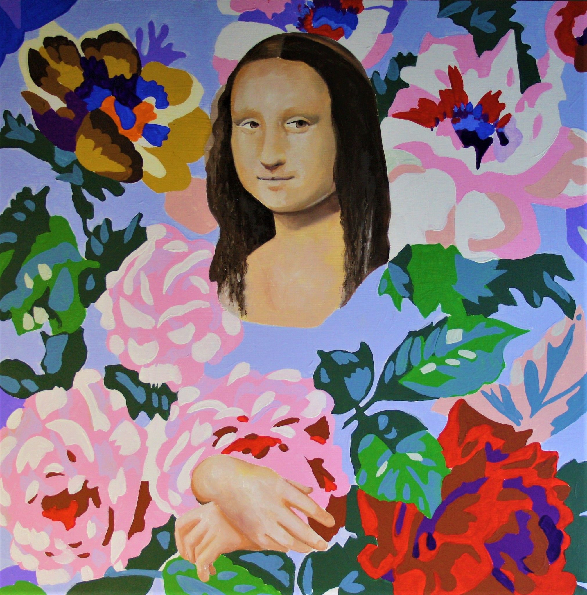 MIXED MEDIA MASSIMO PENNACCHINI " MONNALISA "  size  L 50 x H 50  cm.