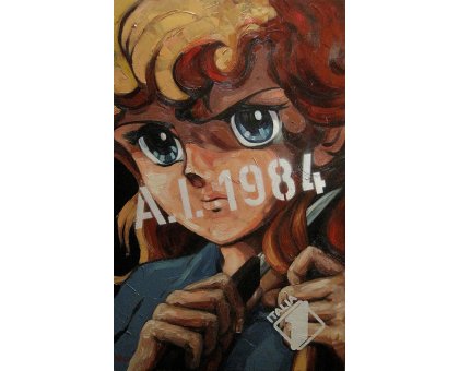 MIXED MEDIA FRANCESCA DI MARTINO ' GEORGIE A.I. 1984 ' dimensioni L 80 x H 130 cm.