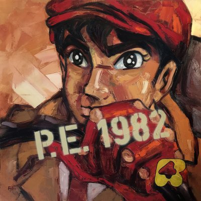 MIXED MEDIA FRANCESCA DI MARTINO ' NAOTO DATE P.E. 1982 ' dimensioni L 100 x H 100 cm.