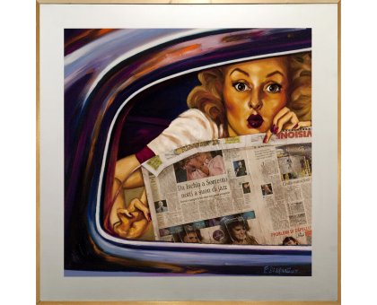 MIXED MEDIA FRANCESCA DI MARTINO ' PIN UP ' dimensioni L 100 x H 100 cm.