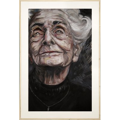 MIXED MEDIA FRANCESCA DI MARTINO ' RITRATTO DI RITA LEVI MONTALCINI ' dimensioni L 100 x H 150 cm.