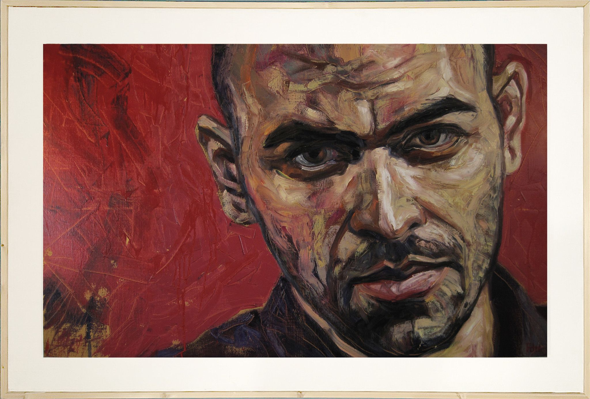 MIXED MEDIA FRANCESCA DI MARTINO ' RITRATTO DI ROBERTO SAVIANO '  dimensioni L 150 x H 100 cm.