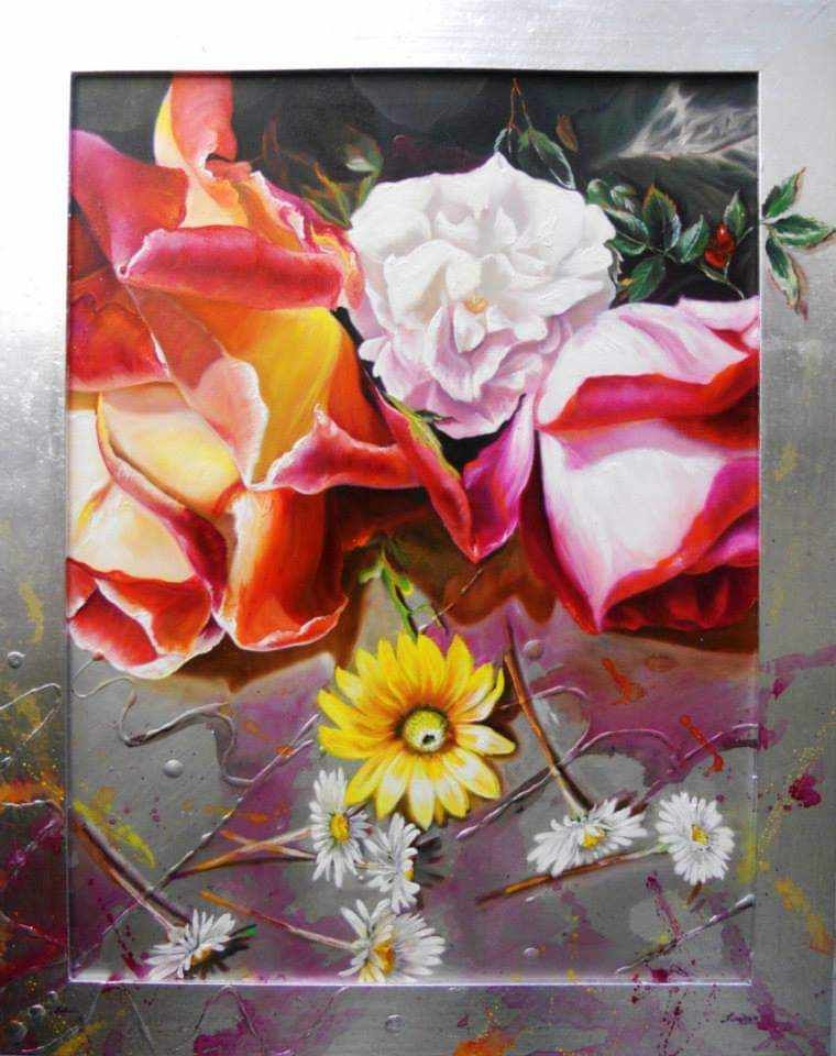 OLIO SU TELA  IRMA SERVODIO  'EUPHORIA'  dimensioni  L 73 x H 94 cm.