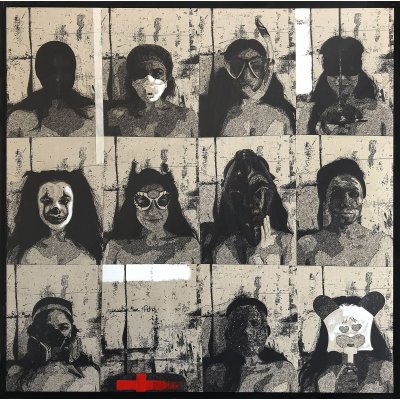 MIXED MEDIA FRANCESCA DI MARTINO ' HELLO! SPANK ' dimensioni L 125 x H 125 cm.