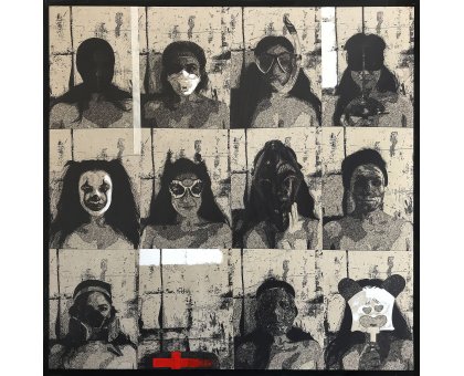 MIXED MEDIA FRANCESCA DI MARTINO ' HELLO! SPANK ' dimensioni L 125 x H 125 cm.