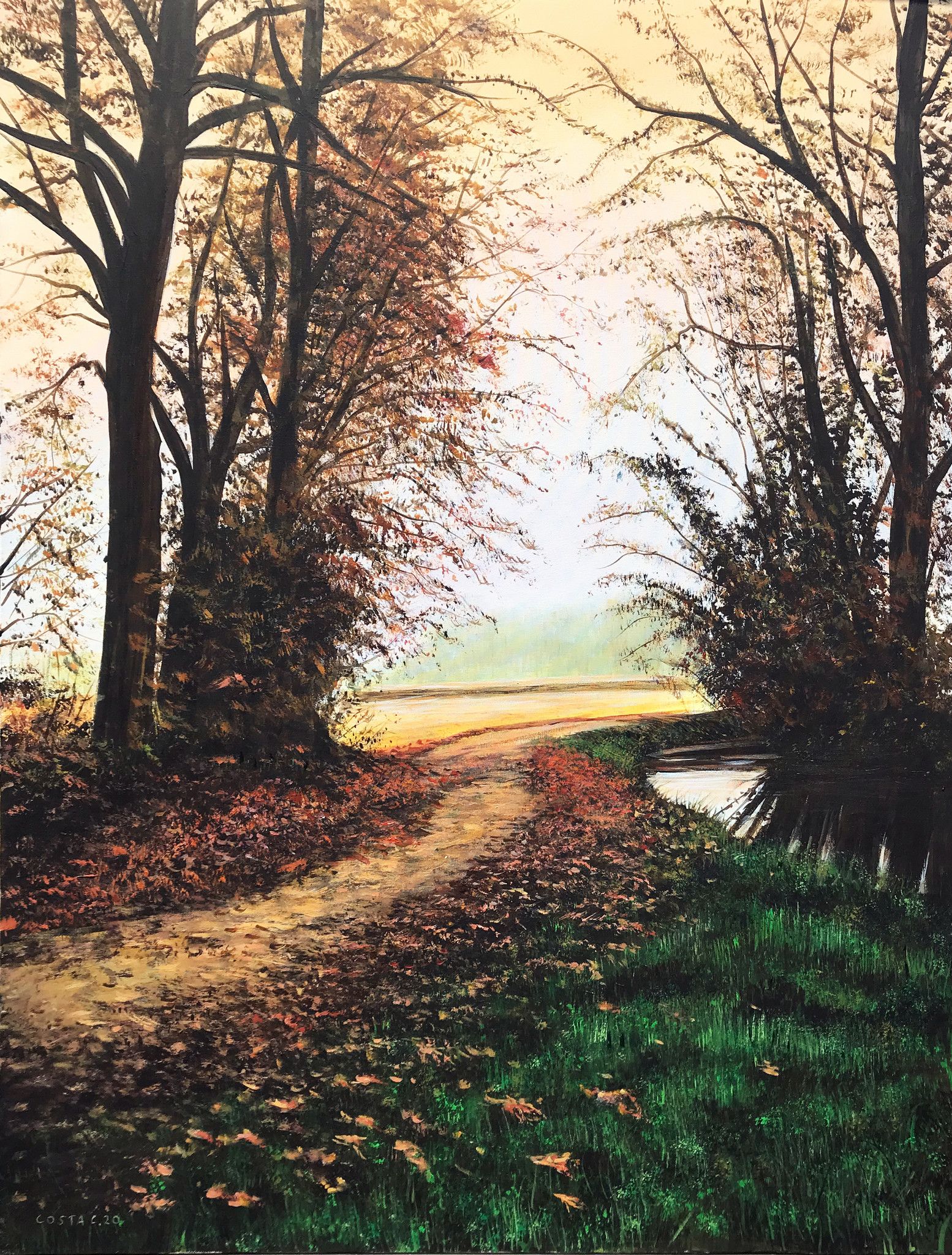 ACRYLIC ON CANVAS  CLAUDIO COSTA ' AL LIMITAR DEL CAMPO # 2 '  size  L 60 X H 80 cm.
