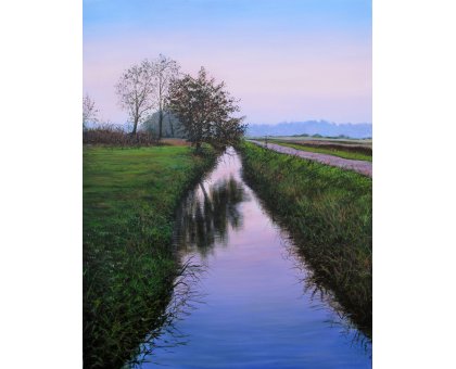 ACRYLIC ON CANVAS CLAUDIO COSTA ' ALBA IN PIANURA ' size L 60 x H 80 cm.