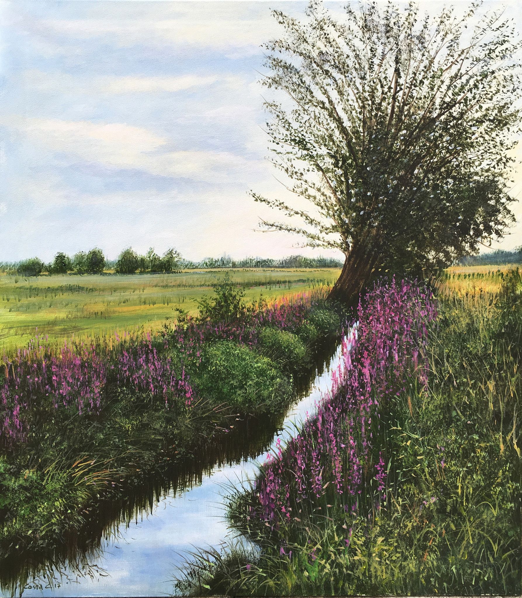 ACRYLIC ON CANVAS  CLAUDIO COSTA ' CANTO D'AGOSTO '  size  L 60 x H 70 cm.