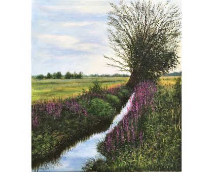 ACRYLIC ON CANVAS CLAUDIO COSTA ' CANTO D'AGOSTO ' size L 60 x H 70 cm.