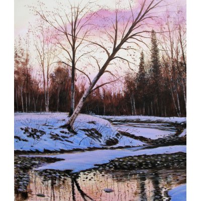 ACRILICO SU TELA CLAUDIO COSTA ' LA' DOVE NASCE IL FIUME ' dimensioni L 50 x H 60 cm.