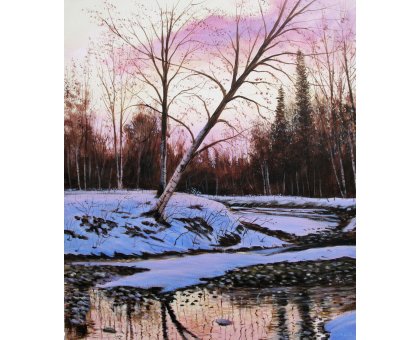 ACRILICO SU TELA CLAUDIO COSTA ' LA' DOVE NASCE IL FIUME ' dimensioni L 50 x H 60 cm.