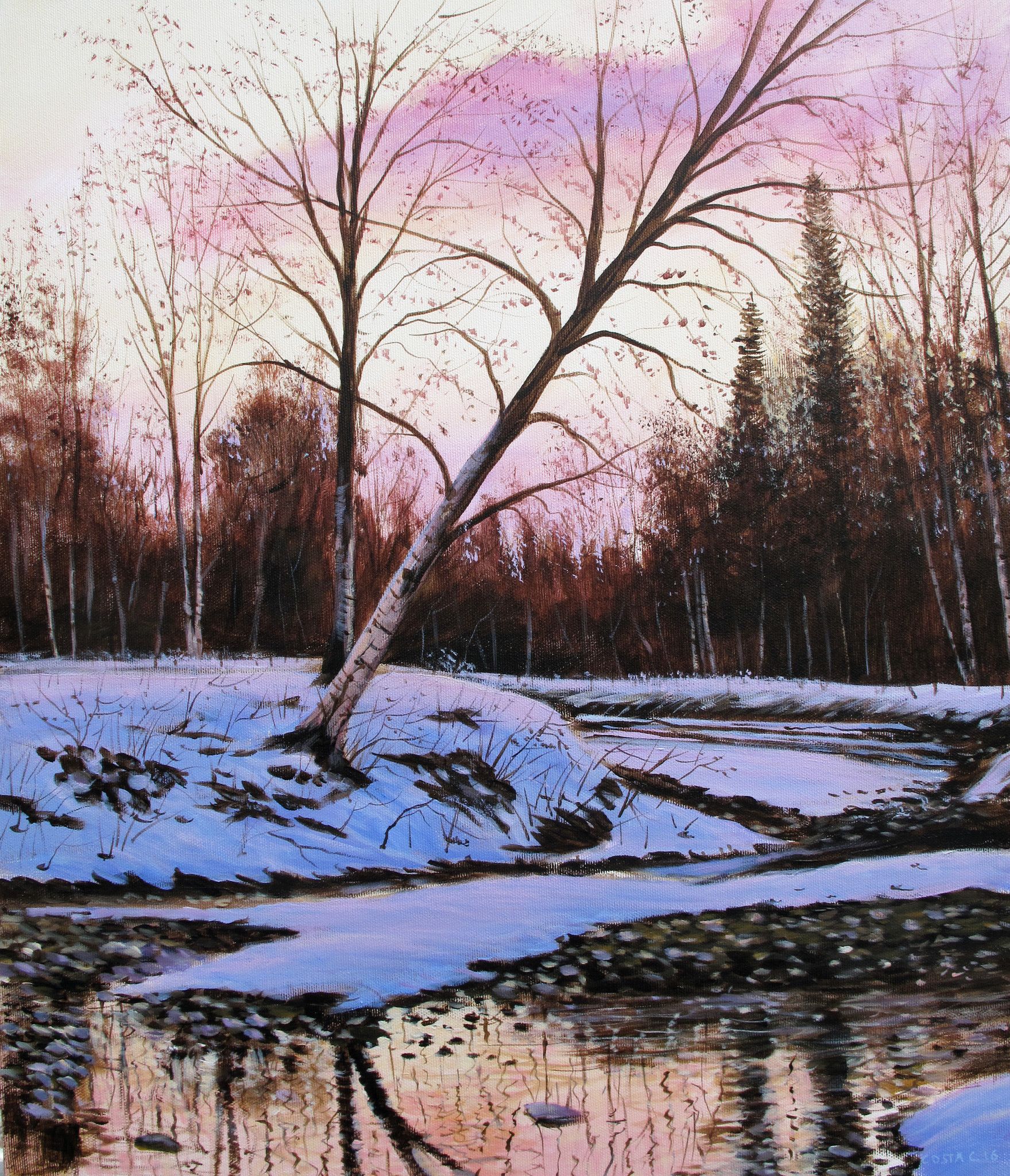 ACRYLIC ON CANVAS  CLAUDIO COSTA ' LA' DOVE NASCE IL FIUME '  size  L 50 x H 60 cm.