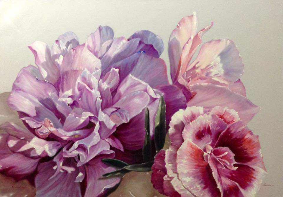 OIL ON CANVAS  IRMA SERVODIO  " RIFLESSI DEL TEMPO "   size  L 100 x H 70 cm.