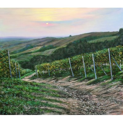 ACRILICO SU TELA CLAUDIO COSTA ' POESIA LANGAROLA ' dimensioni L 80 x H 70 cm.